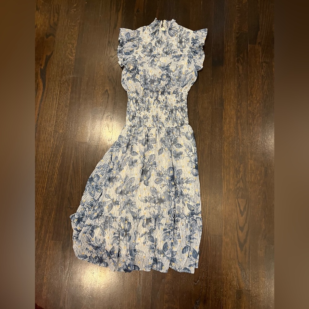 AQUA Women’s Floral Print Smocked Midi Dress -  Size Small